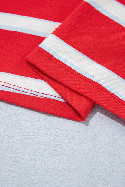 Racing Red Striped Hollowed Back T-shirt