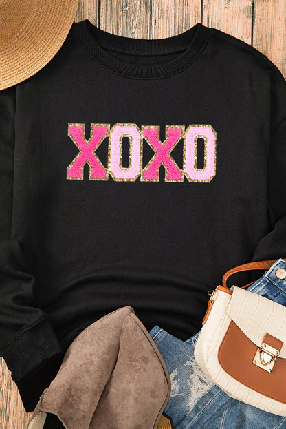 Chenille XOXO Patched Pullover