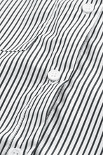 Load image into Gallery viewer, Black Striped Casual Shirred Cuffs Shirt
