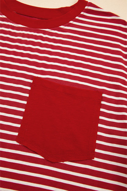 Rebecca-Red Stripe Chest Pocket Tank Top