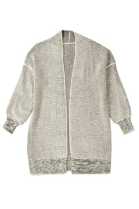 Yellow Knitted Open Front Casual Long Cardigan