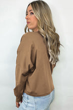 Load image into Gallery viewer, Coffee Solid Exposed Seam Pullover Sweatshirt