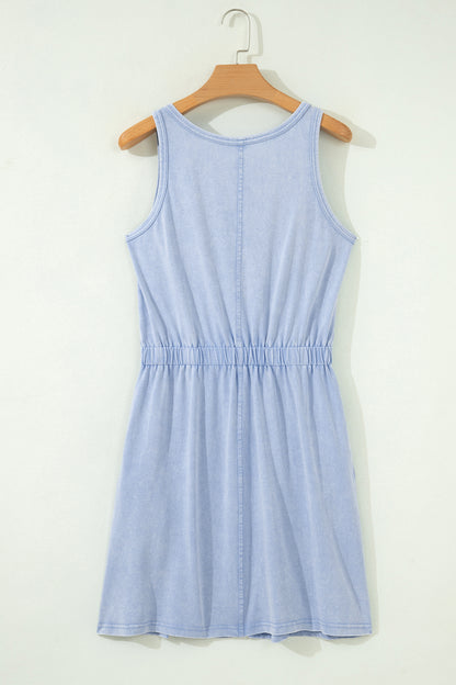 Smoke Gray Mineral Wash Mini Dress