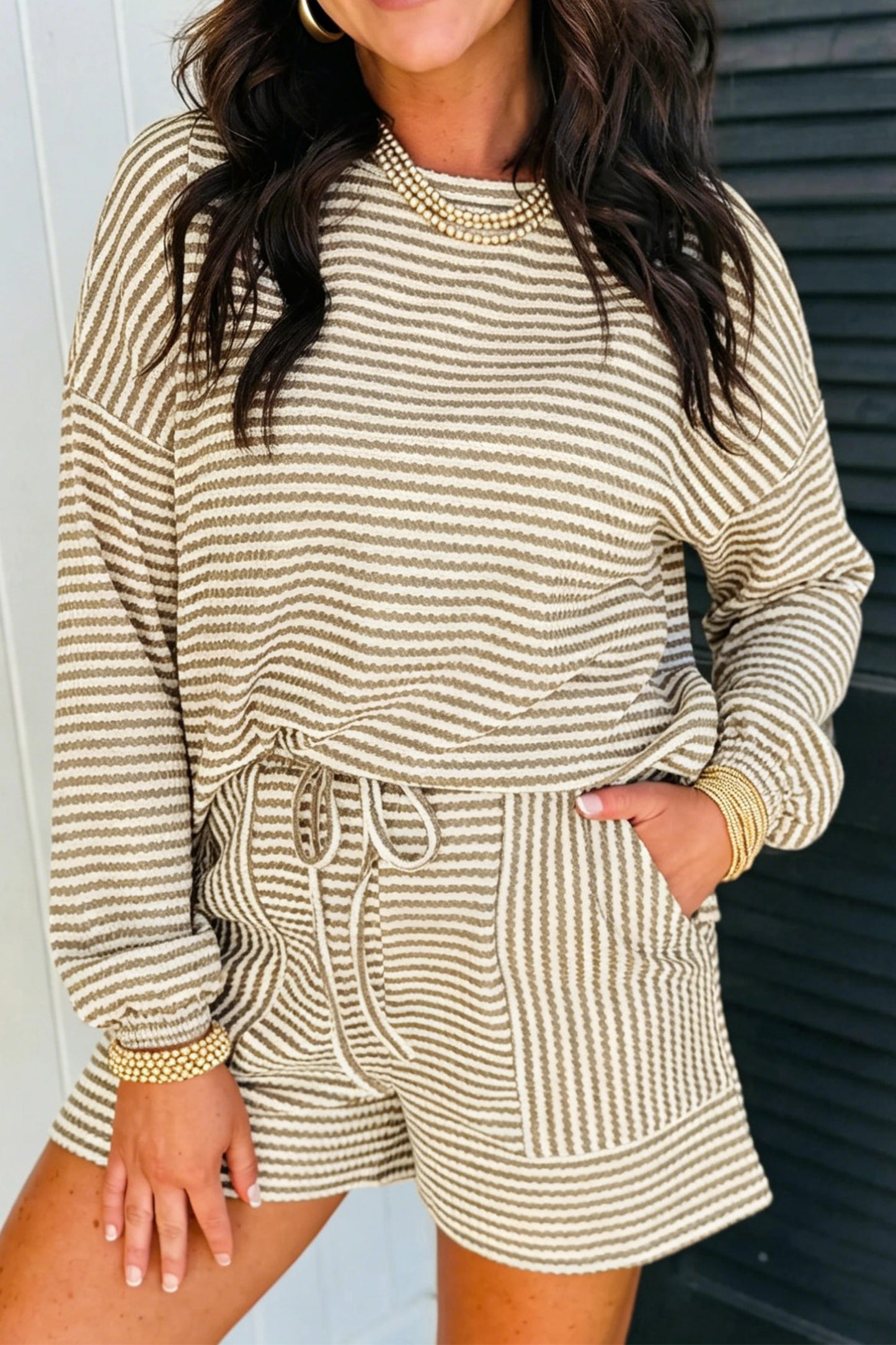 Brown Stripe Textured Set