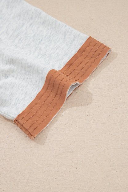 Light Grey Raw Seam Color Block Tee
