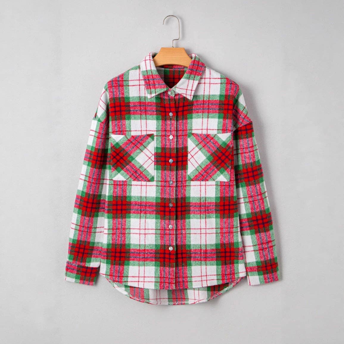 St. Patrick’s Day Green Plaid Cozy Shirt Jacket Shacket