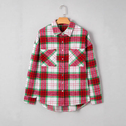 St. Patrick’s Day Green Plaid Cozy Shirt Jacket Shacket