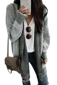Yellow Knitted Open Front Casual Long Cardigan