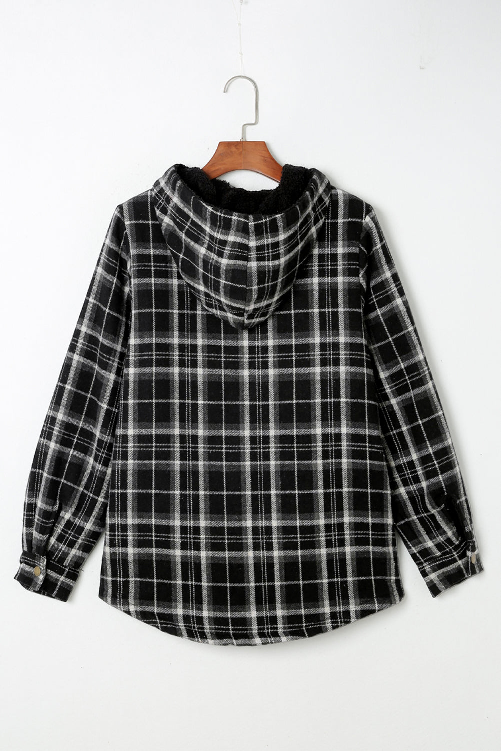 Orange Snap Button Sherpa Lined Hooded Flanne