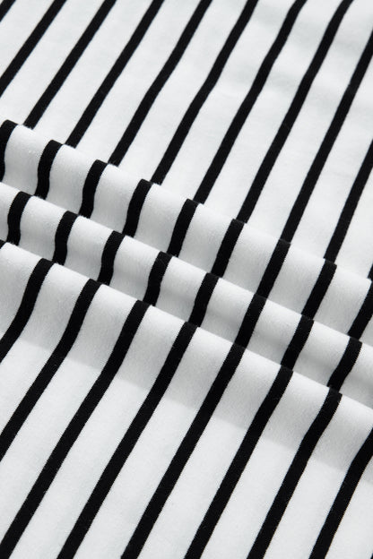 Classic Striped Button Sleeve Tee