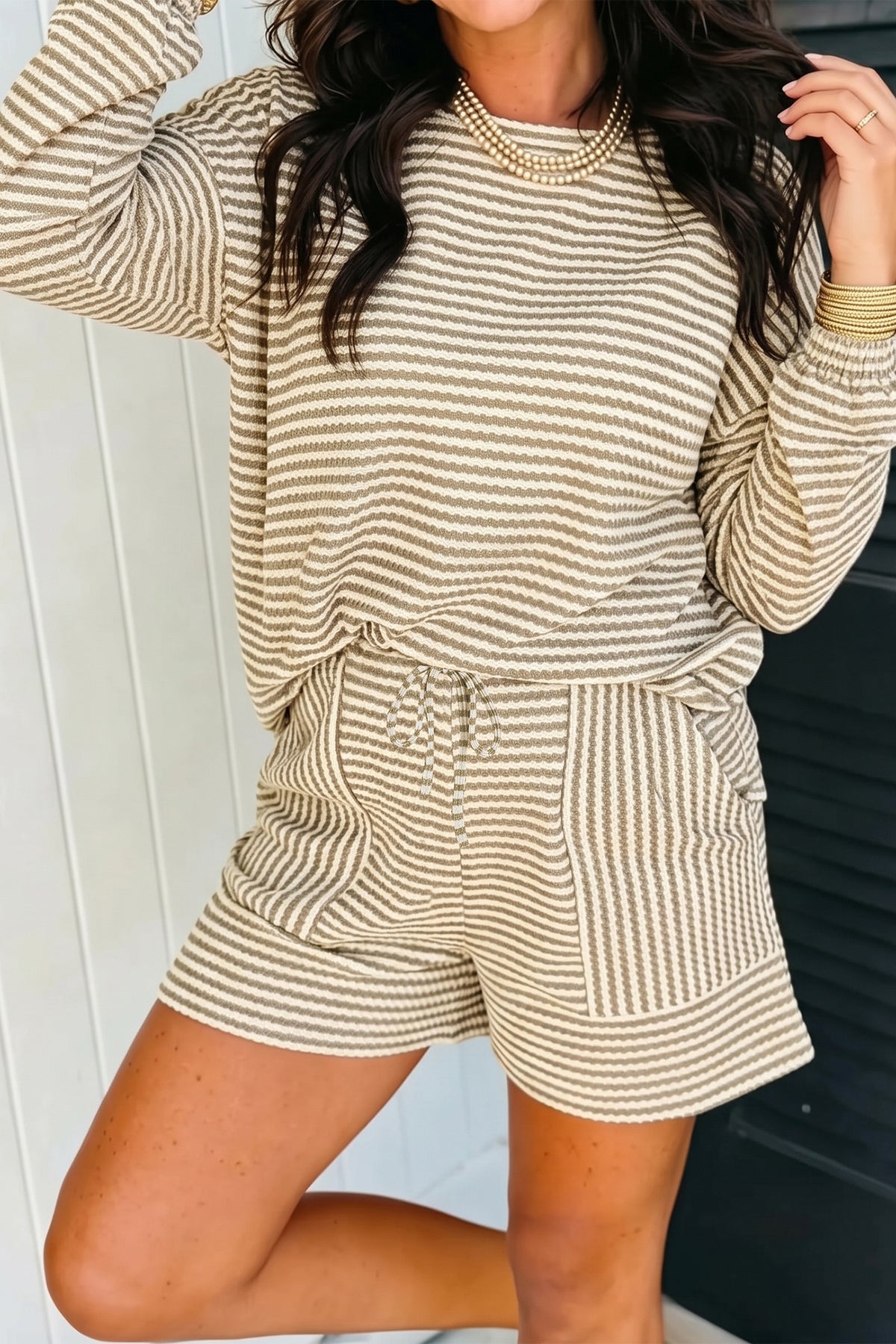 Brown Stripe Textured Set