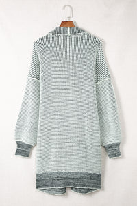 Yellow Knitted Open Front Casual Long Cardigan