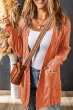 Load image into Gallery viewer, Red Ribbed Trim Hollow Knit Side Slits Cardigan