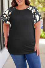 Load image into Gallery viewer, Floral Sleeve Ruffle Sleeve Plus Size Top