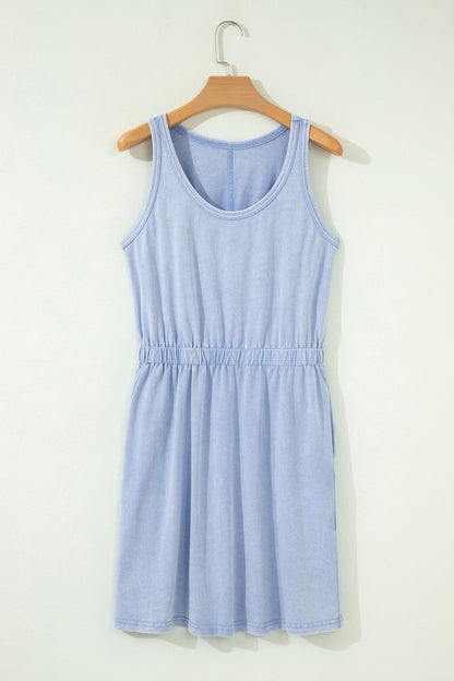 Smoke Gray Mineral Wash Mini Dress
