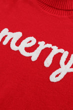 Load image into Gallery viewer, Red Merry Letter Embroidered High Neck Sweater
