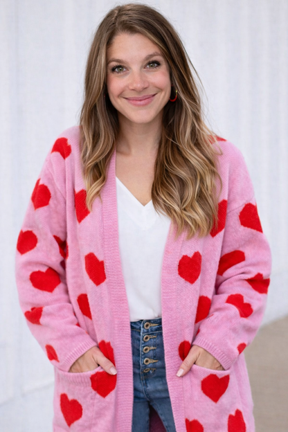 Valentine Heart Long Cardigan