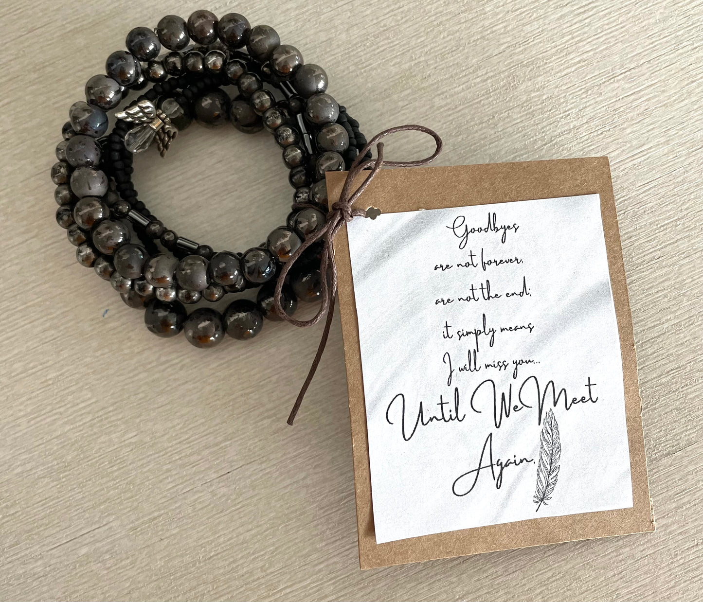Black Until We Meet Again Morse Code Bracelet Set