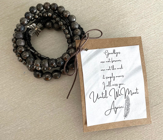 Black Until We Meet Again Morse Code Bracelet Set
