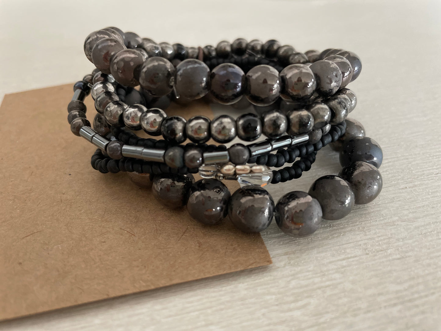 Black Until We Meet Again Morse Code Bracelet Set