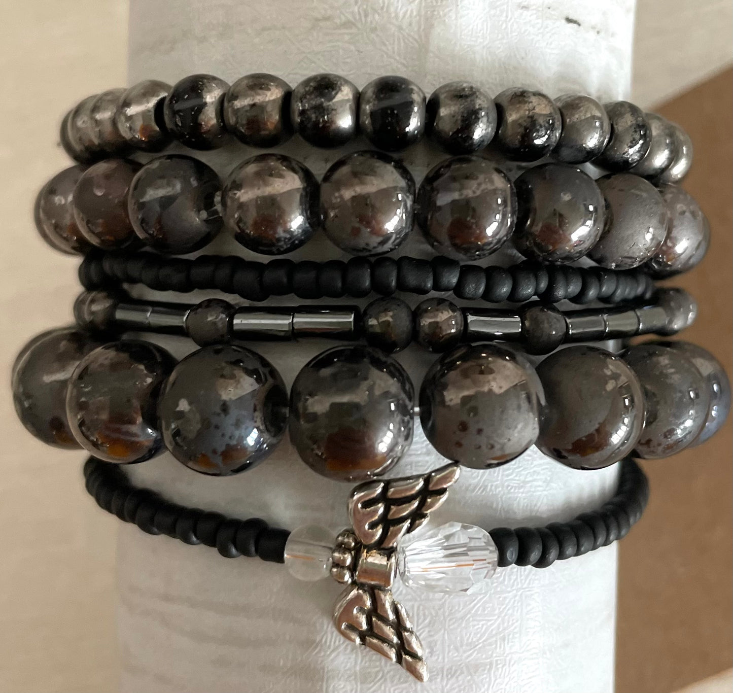 Black Until We Meet Again Morse Code Bracelet Set