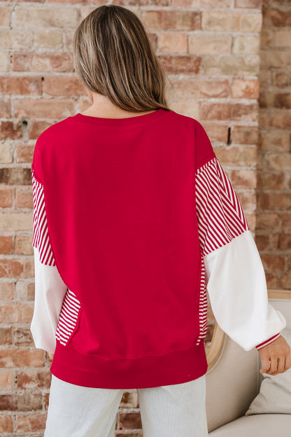 Fiery Red Striped  Sweatshirt
