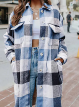 Load image into Gallery viewer, Blue Plaid Long Shacket