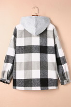 Load image into Gallery viewer, Hooded Plaid Button Front Shacket