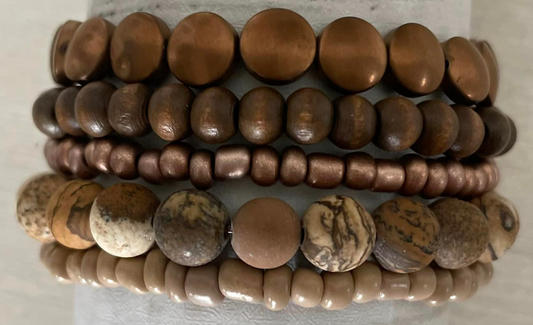 Bronze Marble Bracelet Set
