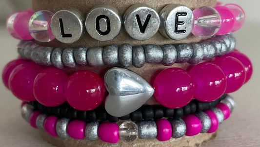 Hot Pink Child Size Love Bracelet Set