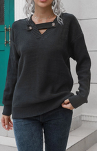 Load image into Gallery viewer, V-neck Button Neck Sweater