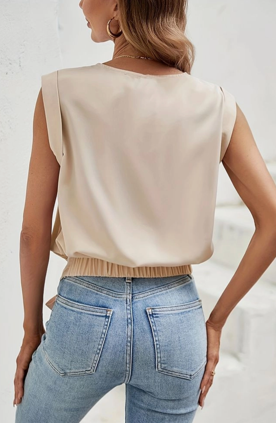 Holly-Summer Twist Knot Round Neck  Top