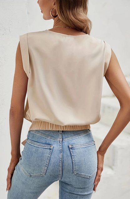 Holly-Summer Twist Knot Round Neck  Top