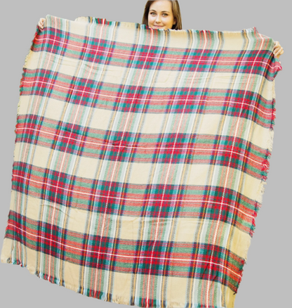 Plaid Blanket Scarf - Hazelnut