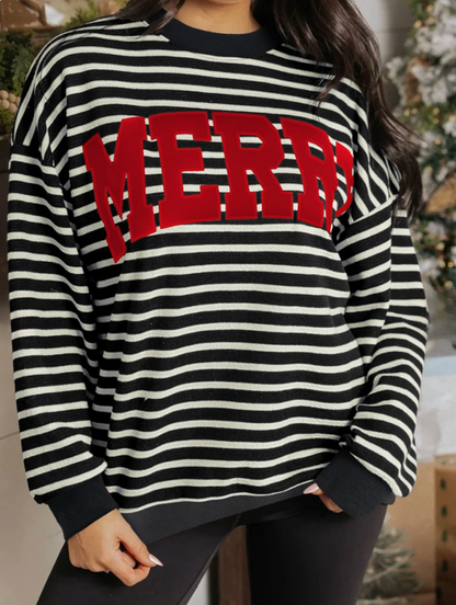 MERRY Christmas Black/White Crew