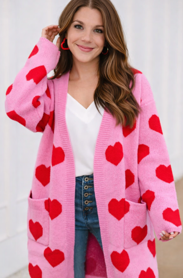 Valentine Heart Long Cardigan