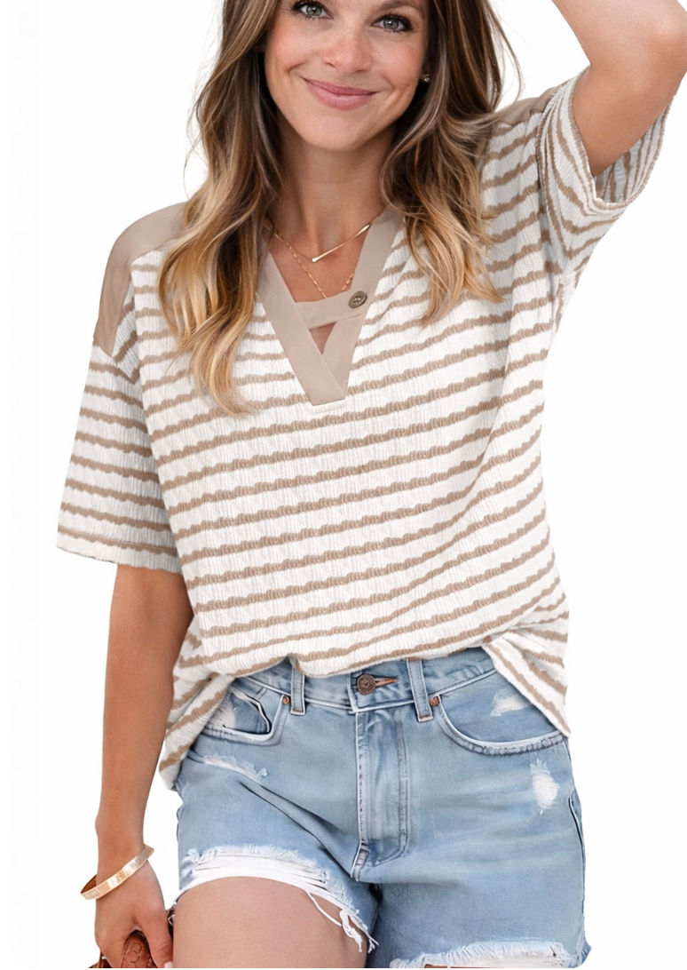 Striped Short Sleeve Casual T-Shirt