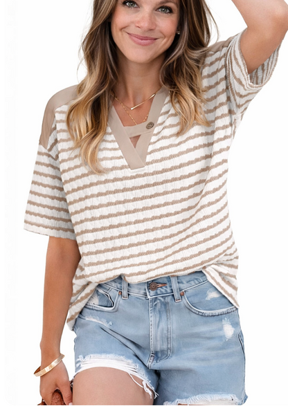 Striped Short Sleeve Casual T-Shirt