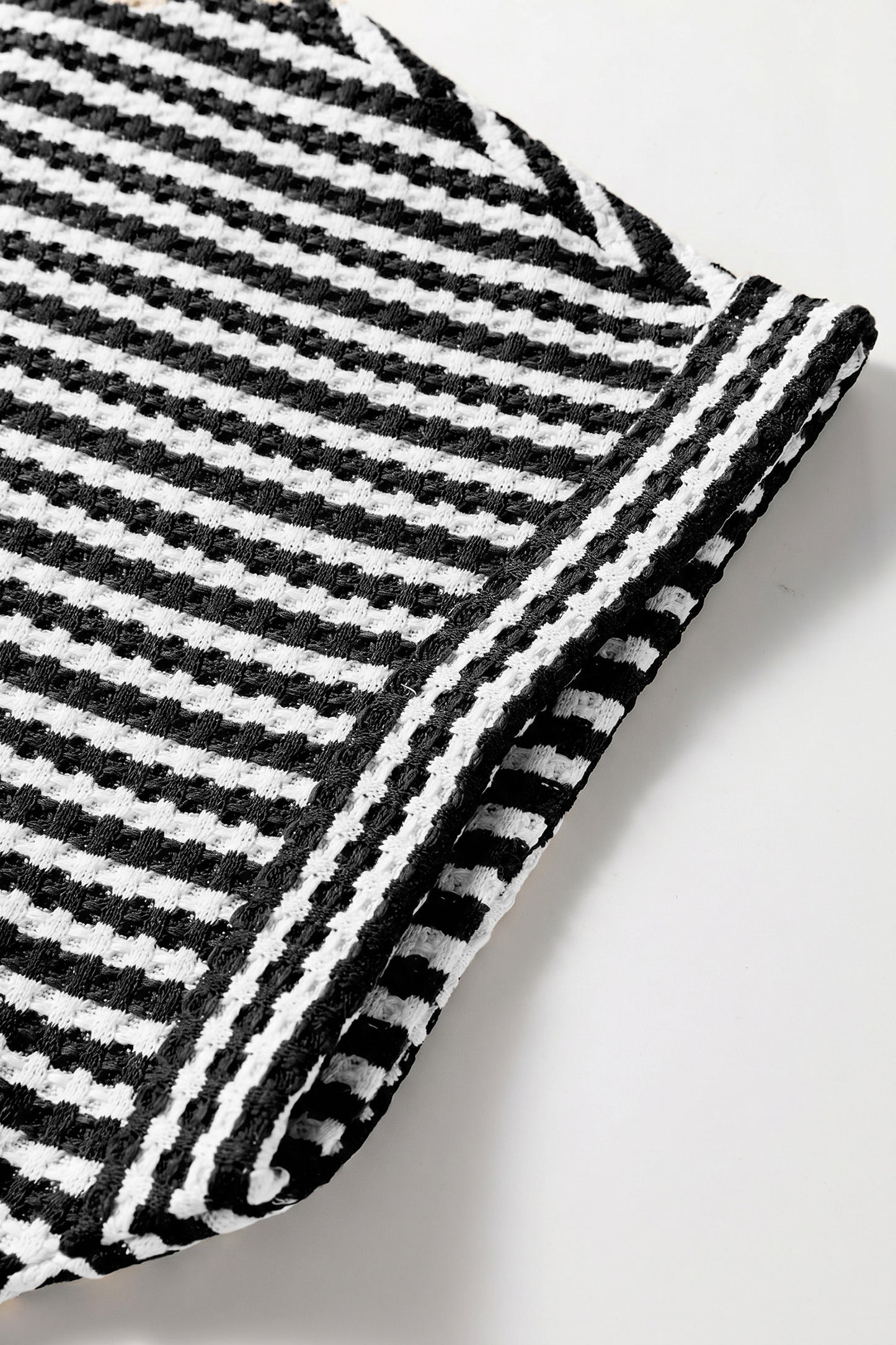 Brown Stripe Knit Short 2pcs Set