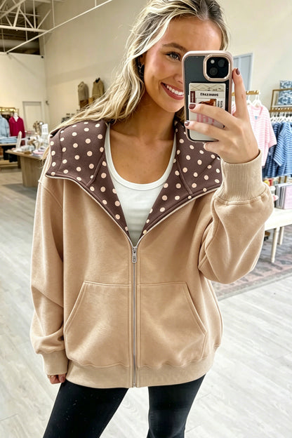 Polka Dot Zip-Up Hoodie