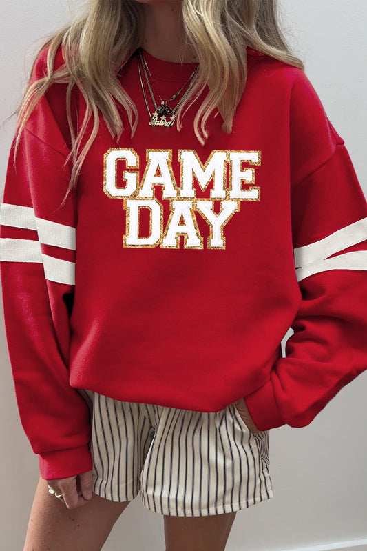 Fiery Red Glitter Trim GAME DAY Sweatshirt