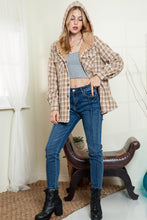 Load image into Gallery viewer, Orange Snap Button Sherpa Lined Hooded Flannel Jacket
