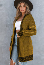 Load image into Gallery viewer, Yellow Knitted Open Front Casual Long Cardigan
