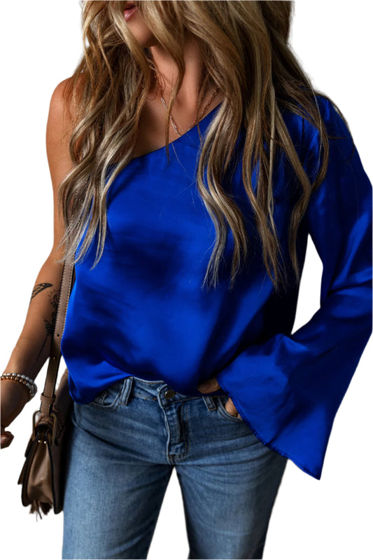 Eden Dark Blue Satin Blouse