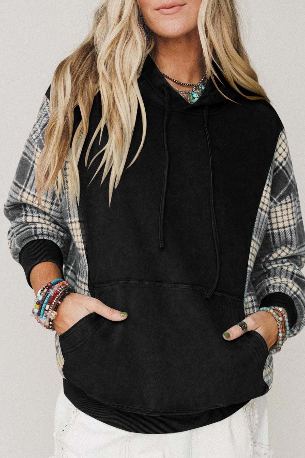 Olive & Plaid Cotton Hoodie