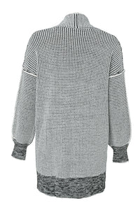 Yellow Knitted Open Front Casual Long Cardigan