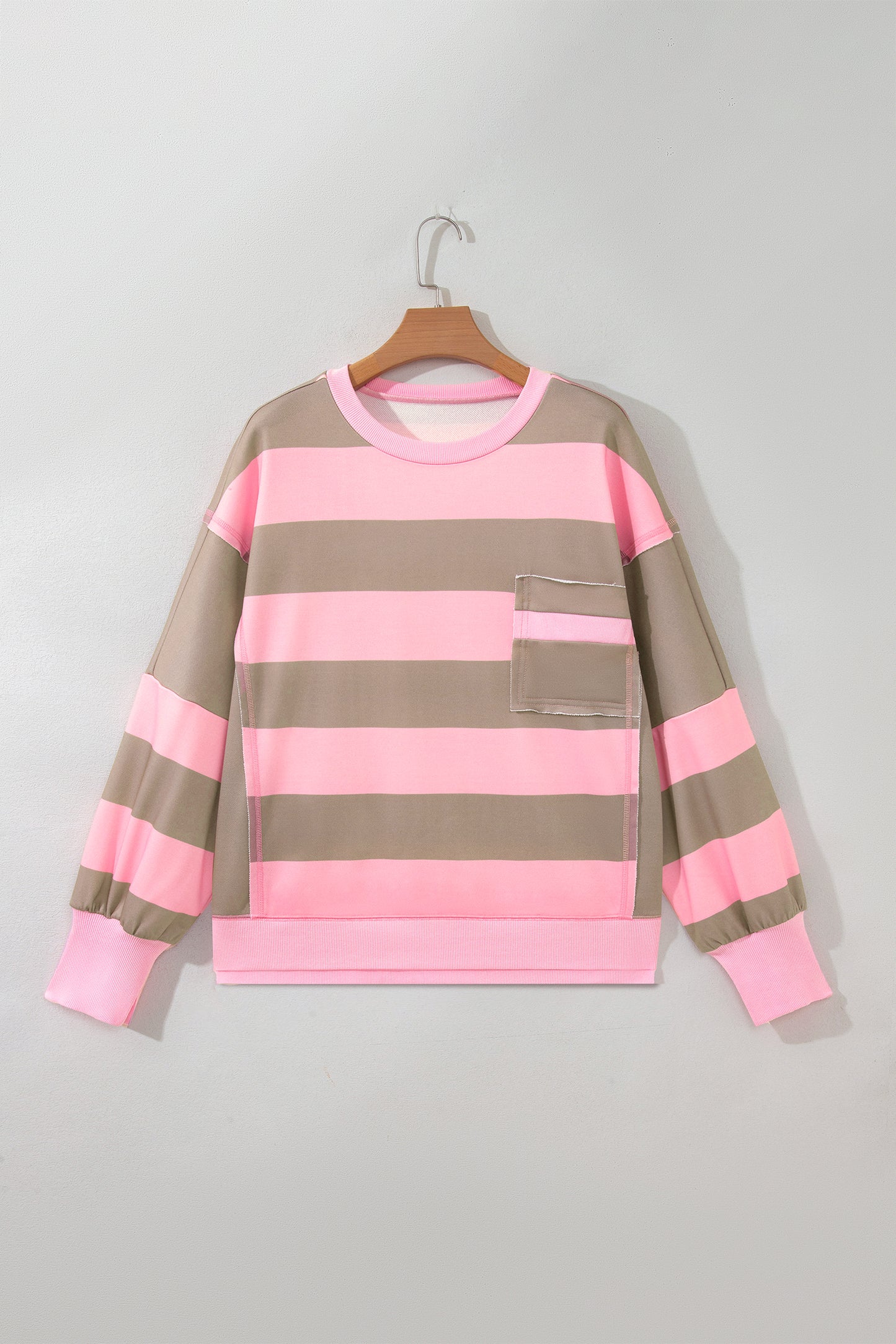 Pink Stripe Striped Colorblock  Sweatshirt