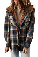 Load image into Gallery viewer, Orange Snap Button Sherpa Lined Hooded Flannel Jacket