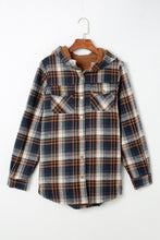 Load image into Gallery viewer, Orange Snap Button Sherpa Lined Hooded Flannel Jacket