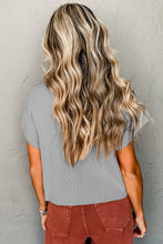 Load image into Gallery viewer, Patch Pocket Ribbed Knit Short Sleeve Sweater